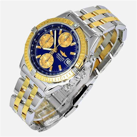 breitling gold and blue|breitling gold bezel.